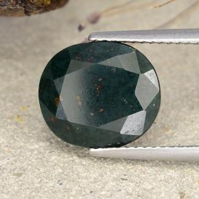 Pedra de sangue verde natural 6,33ct, corte oval, opaco