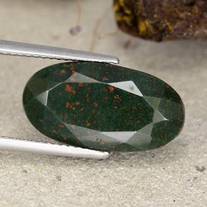 Pedra de sangue verde natural 12,15ct, corte oval, opaco