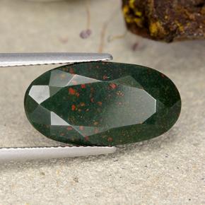 Pedra de sangue verde natural 12,15ct, corte oval, opaco