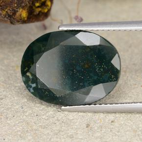 Pedra de sangue verde natural 7,94ct, corte oval, opaco