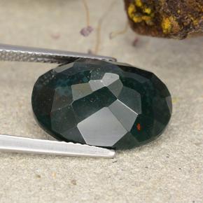 Pedra de sangue verde natural 7,94ct, corte oval, opaco