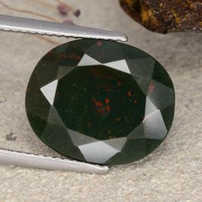 Pedra de sangue verde natural 8,28ct, corte oval, opaco