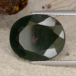 Pedra de sangue verde natural 8,28ct, corte oval, opaco