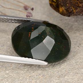 Pedra de sangue verde natural 8,28ct, corte oval, opaco