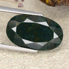 Pedra de sangue verde natural 7,73ct, corte oval, opaco