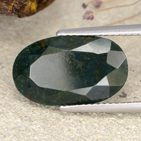 Pedra de sangue verde natural 7,73ct, corte oval, opaco