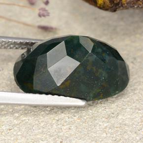 Pedra de sangue verde natural 7,73ct, corte oval, opaco