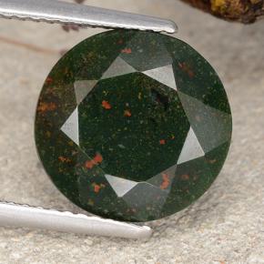 Pedra de sangue verde natural 6,80ct, corte redondo, opaco