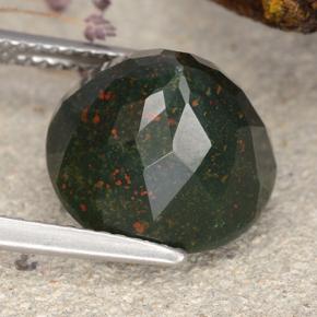 Pedra de sangue verde natural 6,80ct, corte redondo, opaco