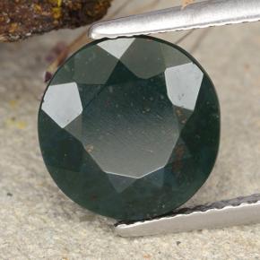 Pedra de sangue verde natural 3,86ct, corte redondo, opaco