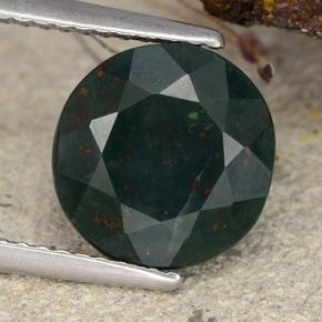 Pedra de Sangue verde manchado Natural 3.55ct, Corte Redondo, Opaco