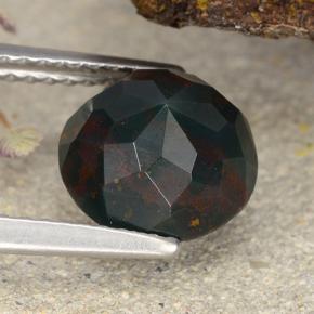 Pedra de sangue verde natural 2,21ct, corte redondo, opaco