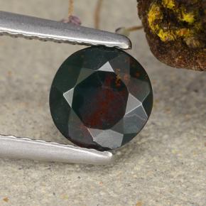 Pedra de sangue verde natural 0,68ct, corte redondo, opaco