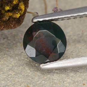 Pedra de sangue verde natural 0,68ct, corte redondo, opaco