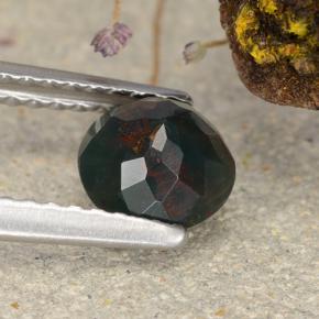Pedra de sangue verde natural 0,68ct, corte redondo, opaco