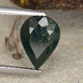 Pedra de sangue verde natural 1,93ct, formato de pêra, opaco