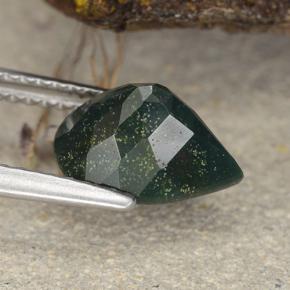 Pedra de sangue verde natural 1,93ct, formato de pêra, opaco