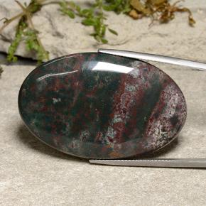 Pedra de Sangue Multicolorido Natural 57.50ct, Corte Oval, Opaco