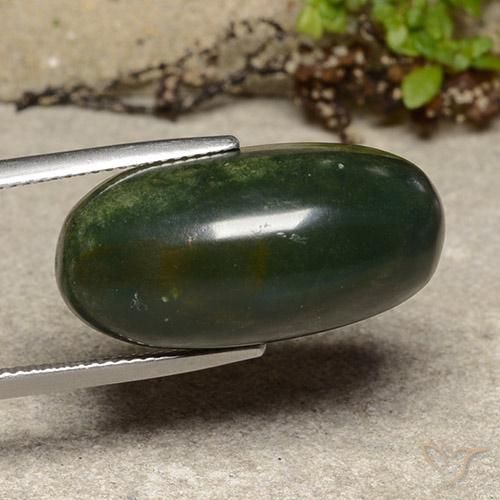 Pedra de Sangue verde com vermelho Natural 21.80ct, oval, Opaco