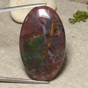 Pedra de sangue multicolorido natural 31,04ct, corte oval, opaco