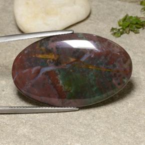 Pedra de sangue multicolorido natural 31,04ct, corte oval, opaco
