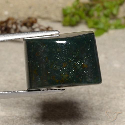 Pedra de Sangue verde escuro Natural 22.60ct, baguete, Opaco