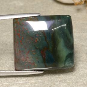 Pedra de sangue verde natural 21,40ct, baguete, opaco