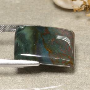 Pedra de sangue verde natural 21,40ct, baguete, opaco