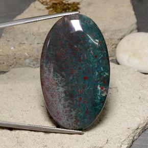 Pedra de sangue multicolorido natural 44,98ct, corte oval, opaco