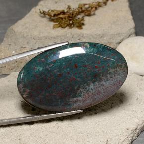 Pedra de sangue multicolorido natural 44,98ct, corte oval, opaco