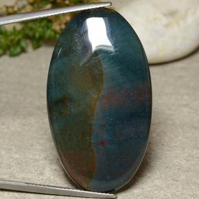 Pedra de sangue multicolorido natural 42,75ct, corte oval, opaco