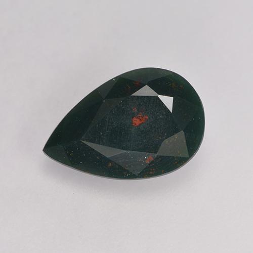 Pedra de sangue verde natural 1,21ct, formato de pêra, opaco