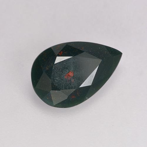 Pedra de sangue verde natural 1,21ct, formato de pêra, opaco