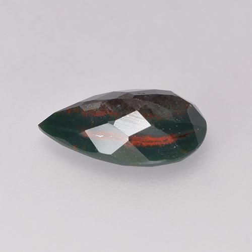 Pedra de sangue verde natural 1,21ct, formato de pêra, opaco