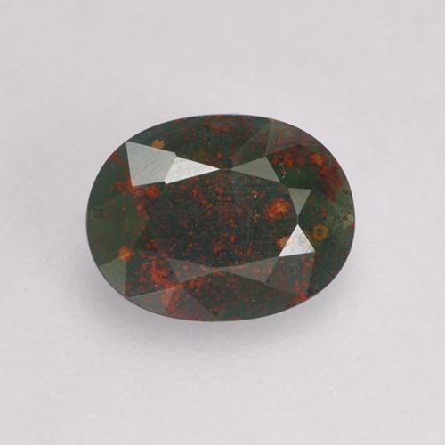 Pedra de sangue verde natural 0,31ct, corte oval, opaco