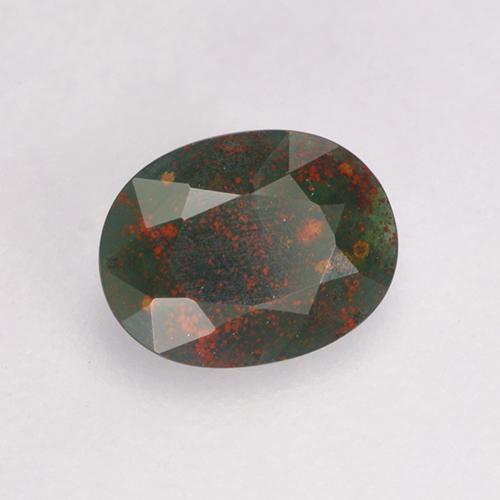 Pedra de sangue verde natural 0,31ct, corte oval, opaco