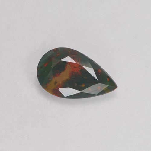 Pedra de sangue verde natural 0,40ct, formato de pêra, opaco