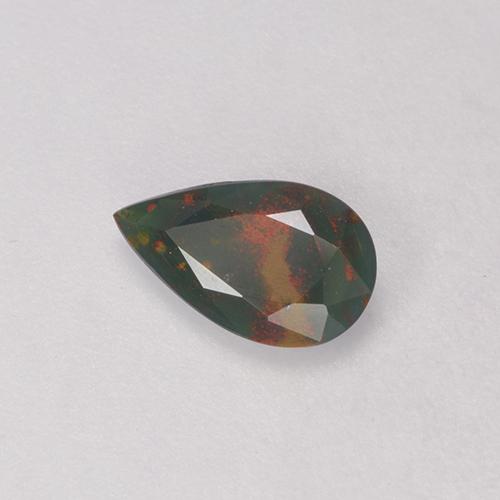 Pedra de sangue verde natural 0,40ct, formato de pêra, opaco