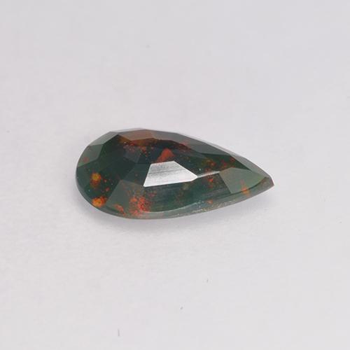 Pedra de sangue verde natural 0,40ct, formato de pêra, opaco