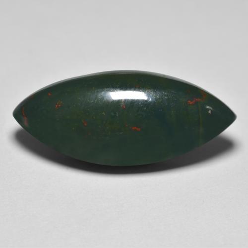 Pedra de sangue verde natural 12,74ct, marquise, opaco