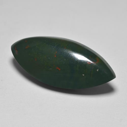 Pedra de sangue verde natural 12,74ct, marquise, opaco