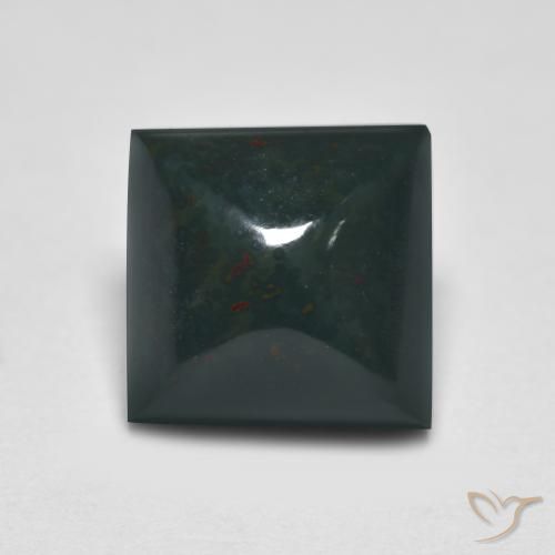 6.05ct Natural Verde escuro Pedra de Sangue, Quadrado, Opaco