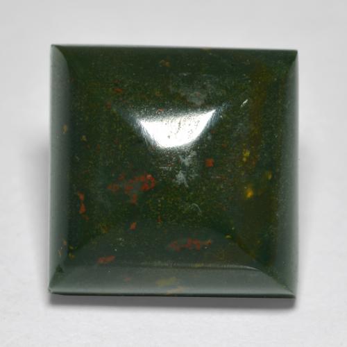 Pedra de sangue verde natural 11,21ct, quadrado, opaco