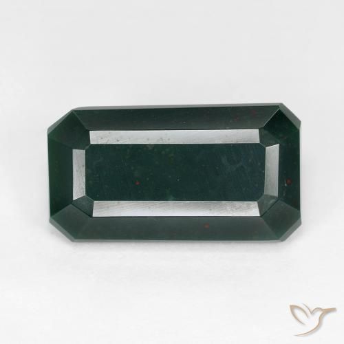 6.54ct Natural verde escuro Pedra de Sangue, Corte Esmeralda, Opaco