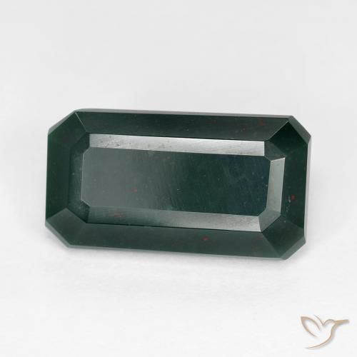 Pedra de Sangue verde escuro Natural 6.54ct, Corte Octógono / Esmeralda, Opaco