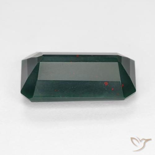 Pedra de Sangue verde escuro Natural 6.54ct, Corte Octógono / Esmeralda, Opaco