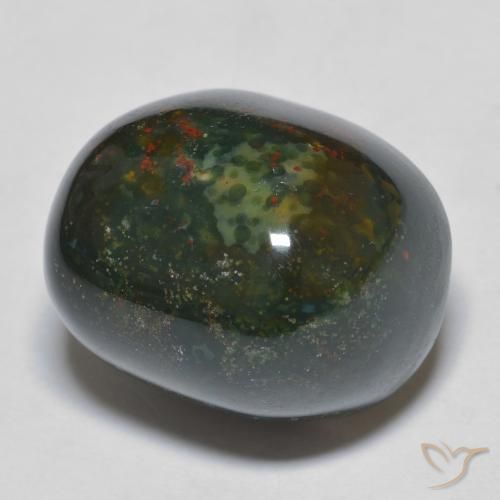 Pedra de Sangue verde e vermelho Natural 21.64ct, oval, Opaco
