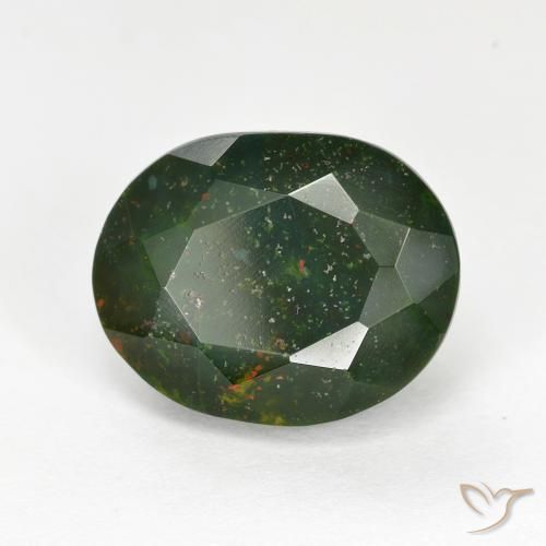 Pedra de Sangue Verde floresta Natural 6.95ct, oval, Opaco