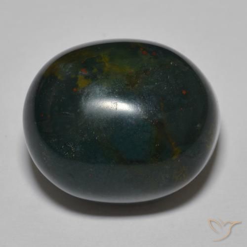 30.34ct Natural Verde escuro médio Pedra de Sangue, oval, Opaco