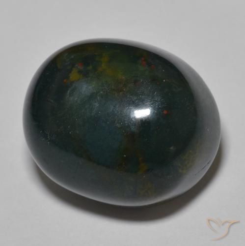 Pedra de Sangue Verde escuro médio Natural 30.34ct, oval, Opaco